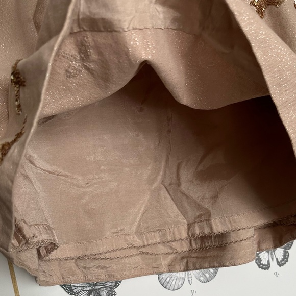 Anthropologie Leifnotes Migrating bird skirt gold tan sequins 26” waist sz 4/6? - Picture 7 of 10
